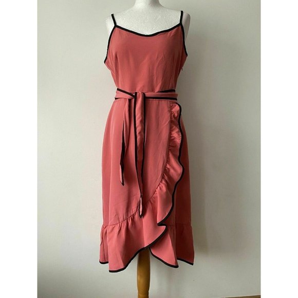 mint & berry Faux Wrap Strapy Dress Size 14 Baroque Rose - Picture 2 of 11